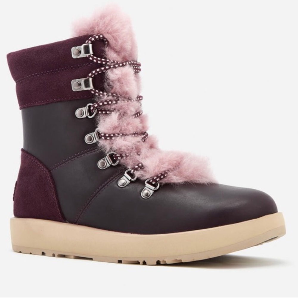 UGG Women's Burgundy and Pink Shearling Winter Boot